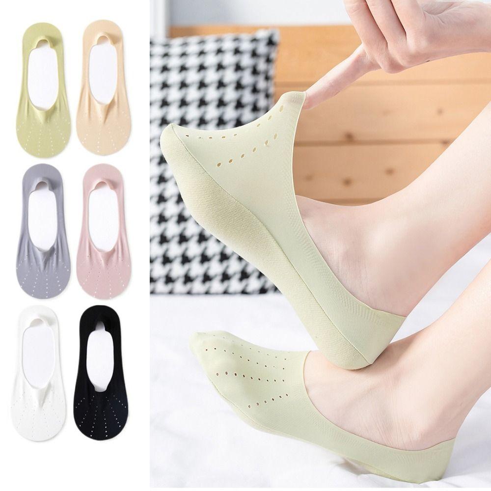 6Pairs Anti Slip Invisible Short Socks Mesh Summer Thin Socks Simple Ice Silk Boat Socks  Daily