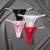 Lingerie Rhinestone Belt Women's Thongs Mesh Hollow Out Lace Thongs Low Waist Underwear T-back Briefs Hot Wife Gift