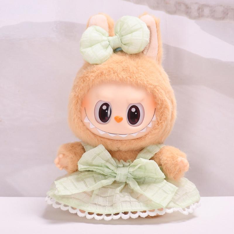 2dílná sada oblečení pro panenky Labubu, doplňky, stylová sada kawaii oblečení vhodná pro panenku Labubu o velikosti 15 cm a 17 cm