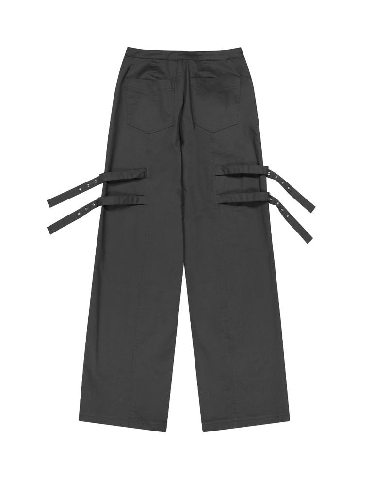 TUOMIO Belted Bootscut Pants [Charcoal]