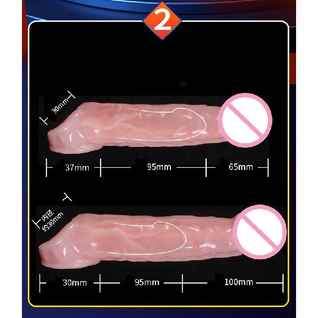 Highly Elastic Silicone Penis Extender Sleeve Reusable Dildos Condom Delay Ejaculation Dick Enlargement Sex Toys for Men