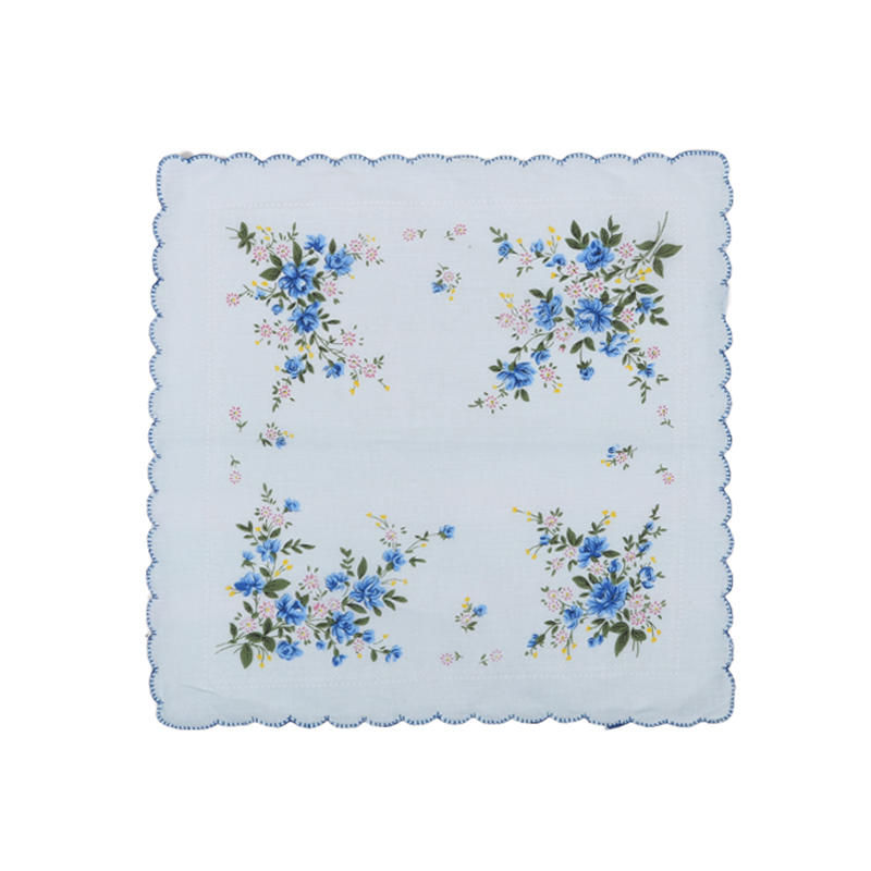 Cotton Women Hankies Printed Lace Flower Hanky For Bride Spring Style Ladies' Handkerchiefs Light Cotton Small Square Towel 3pcs