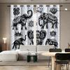 2 Stück Vorhänge im böhmischen Stil mit Tier-Elefantenmusterdruck, zur Dekoration von Schlafzimmern und Wohnzimmern