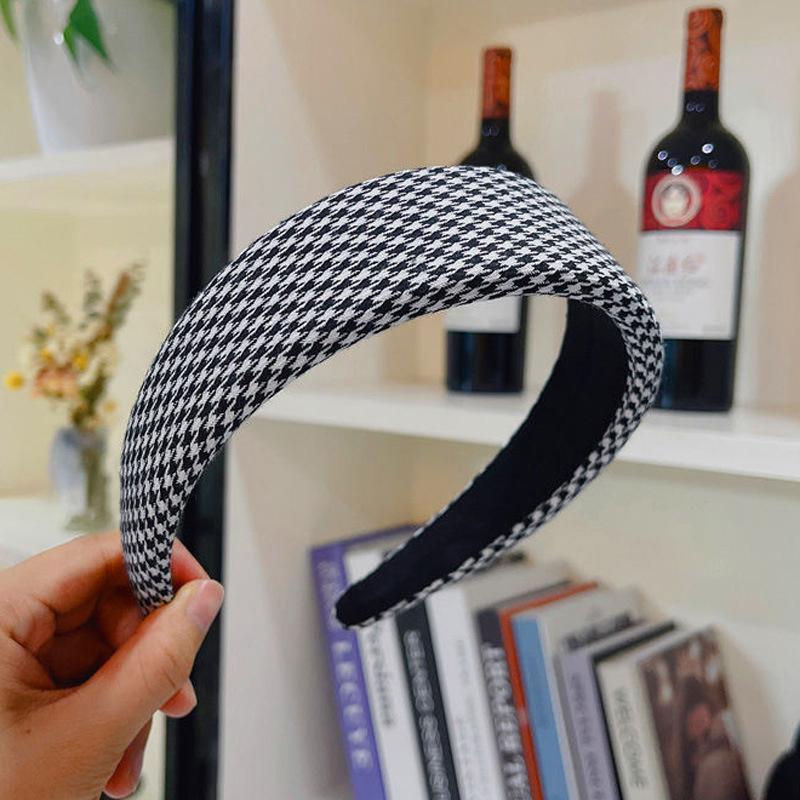 4CM Fashion Women's And Girls Plaid Headband with Sponge Padding Ladies Casual Hair Hoops Accessory