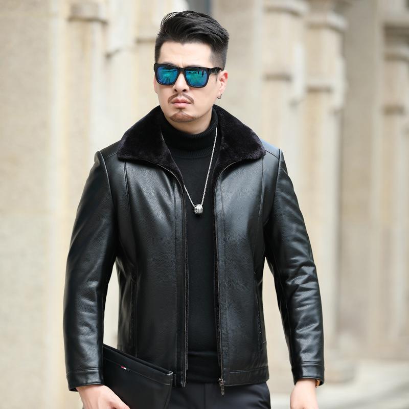 Куртка из натуральной кожи с лацканами для мотоциклистов — фото 3