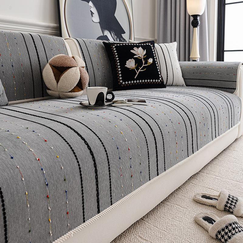Chenille thickened sofa cushion all-season anti-slip anti-scratch cushion 70x70cm серый