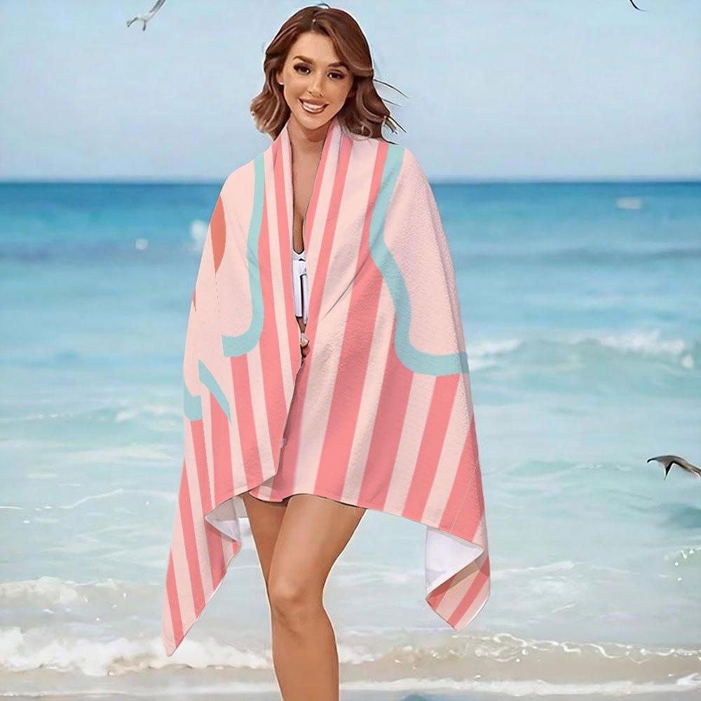Marine Lobster 2D Flat Printed Beach Towel 1Pc Microfiber Sandproof Waterproof Seaside Holiday Sunbathing Mat