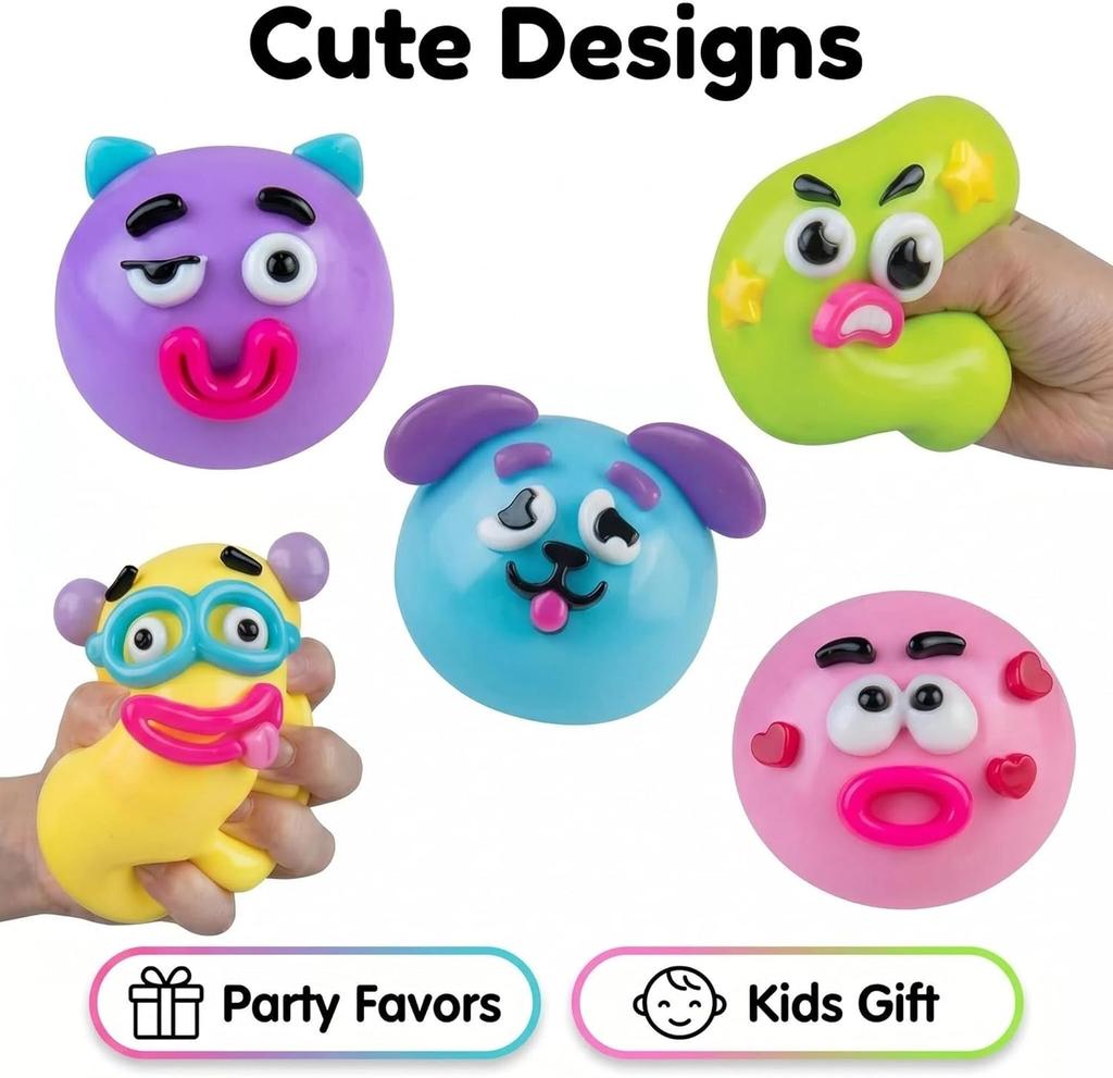 1pcs Smushers Squishy, Cute Easy Squeezy Squishy Funny Face Swap Fidget Balls for Adults Anxiety Relief, Fun Sensory Gifts
