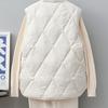 2025 Autumn/Winter Women's Round Neck Lightweight Quilted Cotton Sleeveless Vest