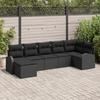 VidaXL 7-piece Garden Sofa Set with Cushions In Black Poly Rattan 3346133