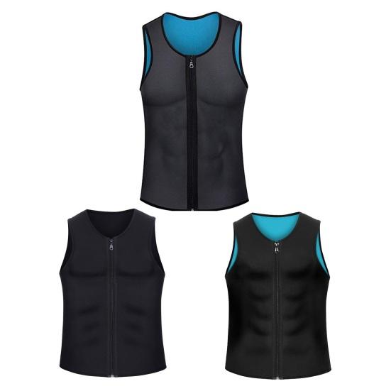 Men Fitness Vest O-neck Sleeveless Zipper Placket Protection Vest Muscle Defining Vest Safety Pullover Tank Tops