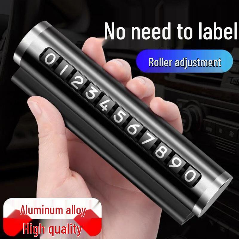 Temporary Car Parking Phone Number Plate - High-Temperature Resistant Dashboard Sign Tranquil Black Aluminum Alloy Roller Sign