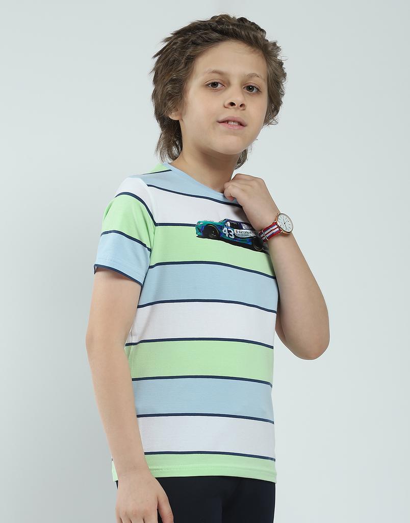 Monte Carlo Boy's Striped Pattern Regular Fit Half Sleeve T-Shirt