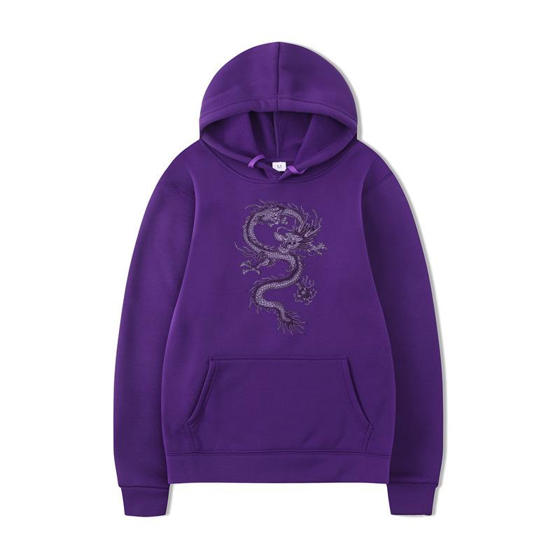 Autumn and Winter Dragon Print Men's Hoodie Vintage Unisex Pullover Men Vintage Graphic Hoody Tops Oversize Streetwear Clothing