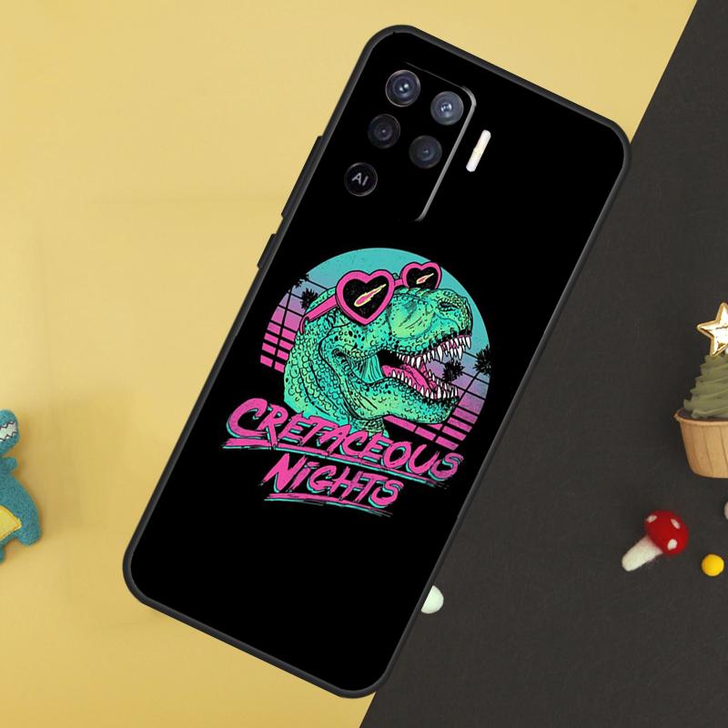 Cute Dino Dinosaur Case For Oppo A80 A60 A40 A54 A74 A94 A18 A38 A58 A78 A98 A96 A76 A16 A15 A17 A57 A5 A6 Pro