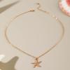 Tocona Bohemia Starfish Shell Flower Pendant Necklace for Women Fashion Peart Stone Color Measle Necklaces Jewelry Party 26860