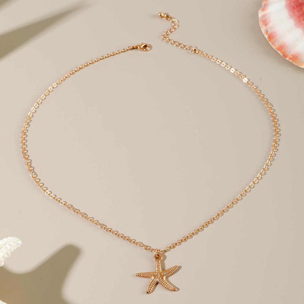 Tocona Bohemia Starfish Shell Flower Pendant Necklace for Women Fashion Peart Stone Color Measle Necklaces Jewelry Party 26860