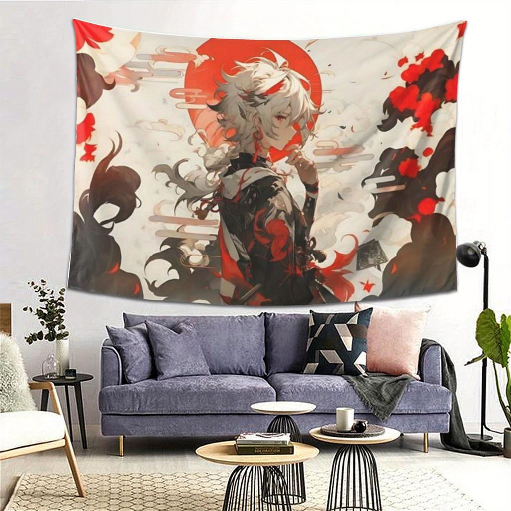 Vivid Anime Samurai Tapestry  Celebrate Japanese Culture with Intricate Artwork and Bold Colors  Perfect for Bedroom Decor