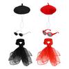 Big Goose Clothes Retro Red Sunglasses Mesh Scarf Plush Beret Set for Lawn Geese Up to 23 Inches Cool Fashion Party Decoration Accessories