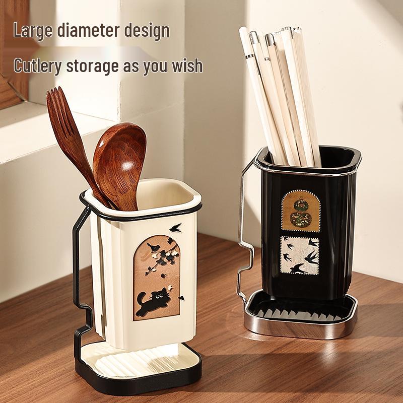 Punch-Free Wall-Mounted Chopstick & Spoon Holder - Multi-Functional Kitchen Draining Rack