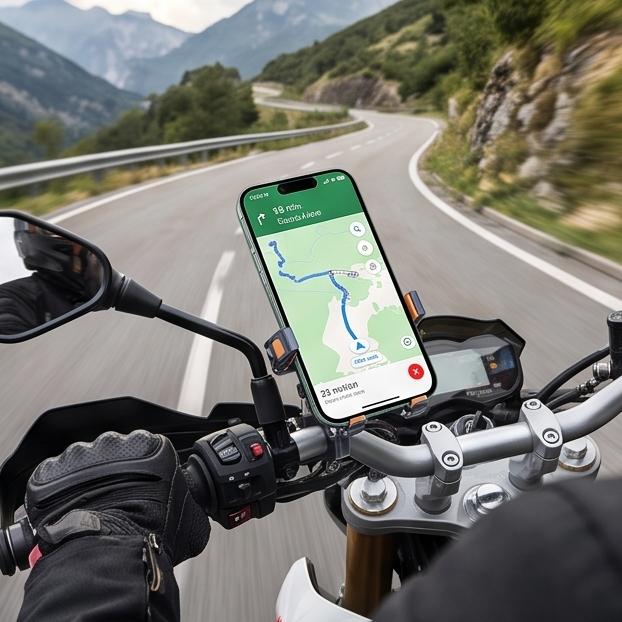 Motorfiets Telefoonhouder met 360° Verstelbaar Draadloos Opladen: Schokabsorberende Aluminiumlegering Houder voor Rijders Veilige Grip op Elk Stuur