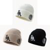 Knitted Hat Unisex Winter Warmth Beanie With Embroidered Letters For Casual Style