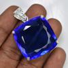 CERTIFIED Blue Tanzanite Square Cushion 91 Ct Lab Created Pendant Gems Free Gift ,MY.PD-90-NS