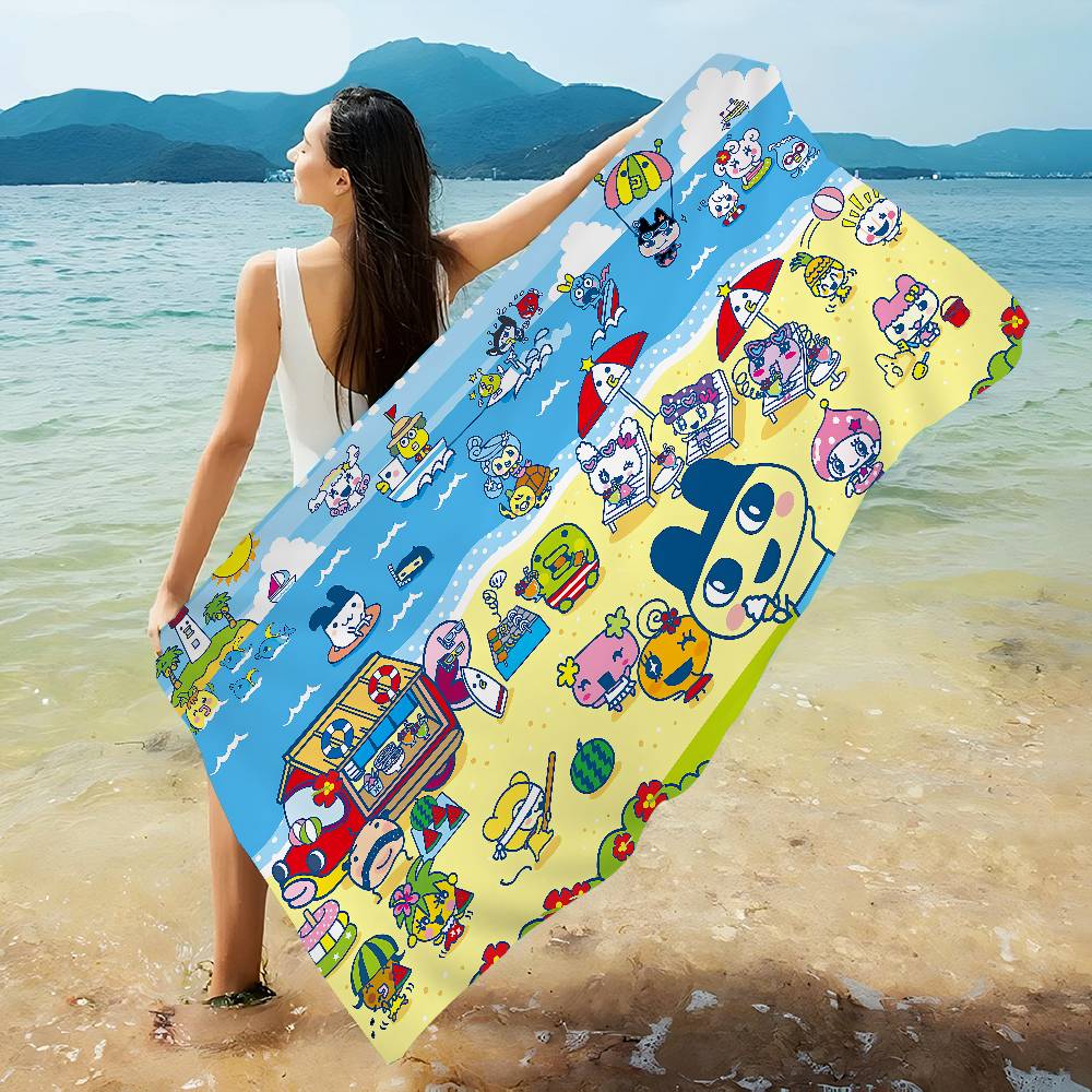 Classic T-Tamagotchi Cut Friend Game Microfiber Printed Beach Towel Mountain Climbing Yoga Beach Running Absorbent Soft Towel