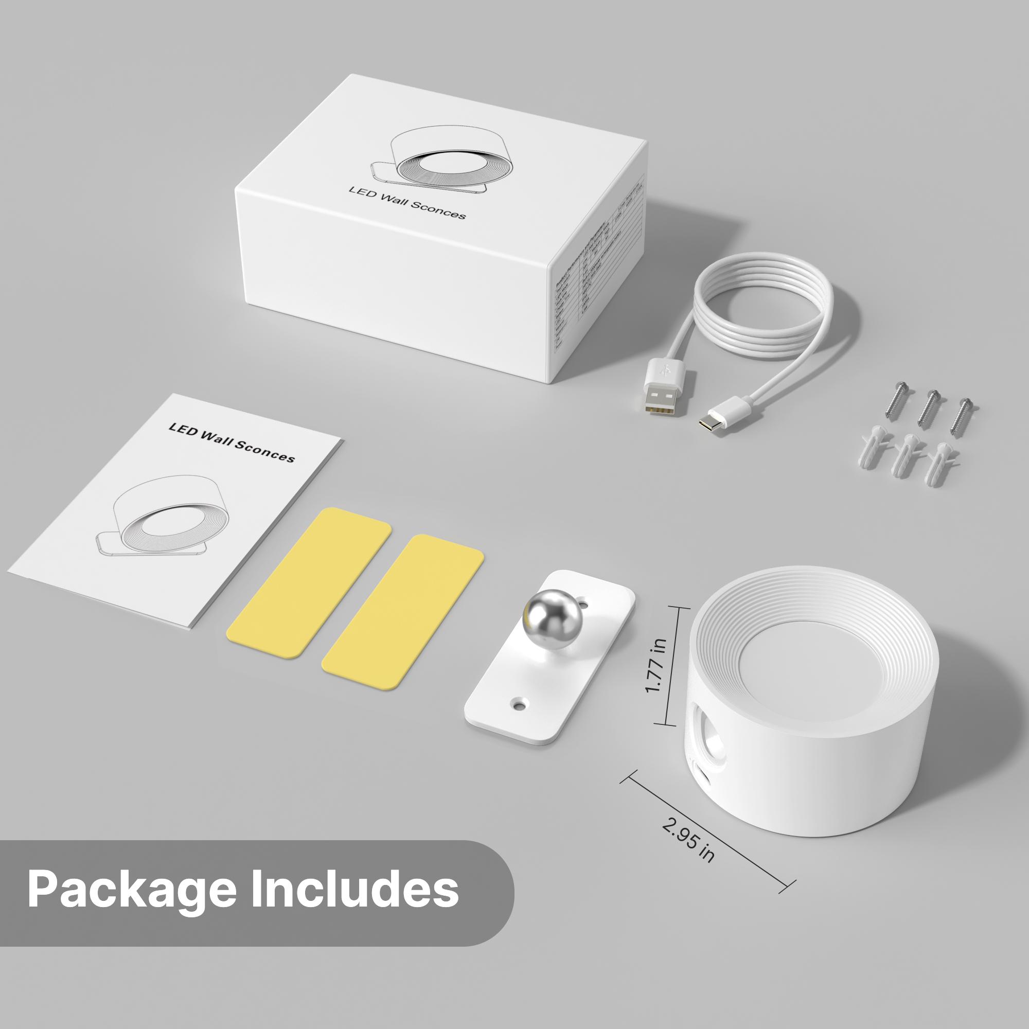 

LED Wall Sconces Light 3 Brightness Levels Lights 2000mAh Battery Operated 360° Rotatable Touch Control