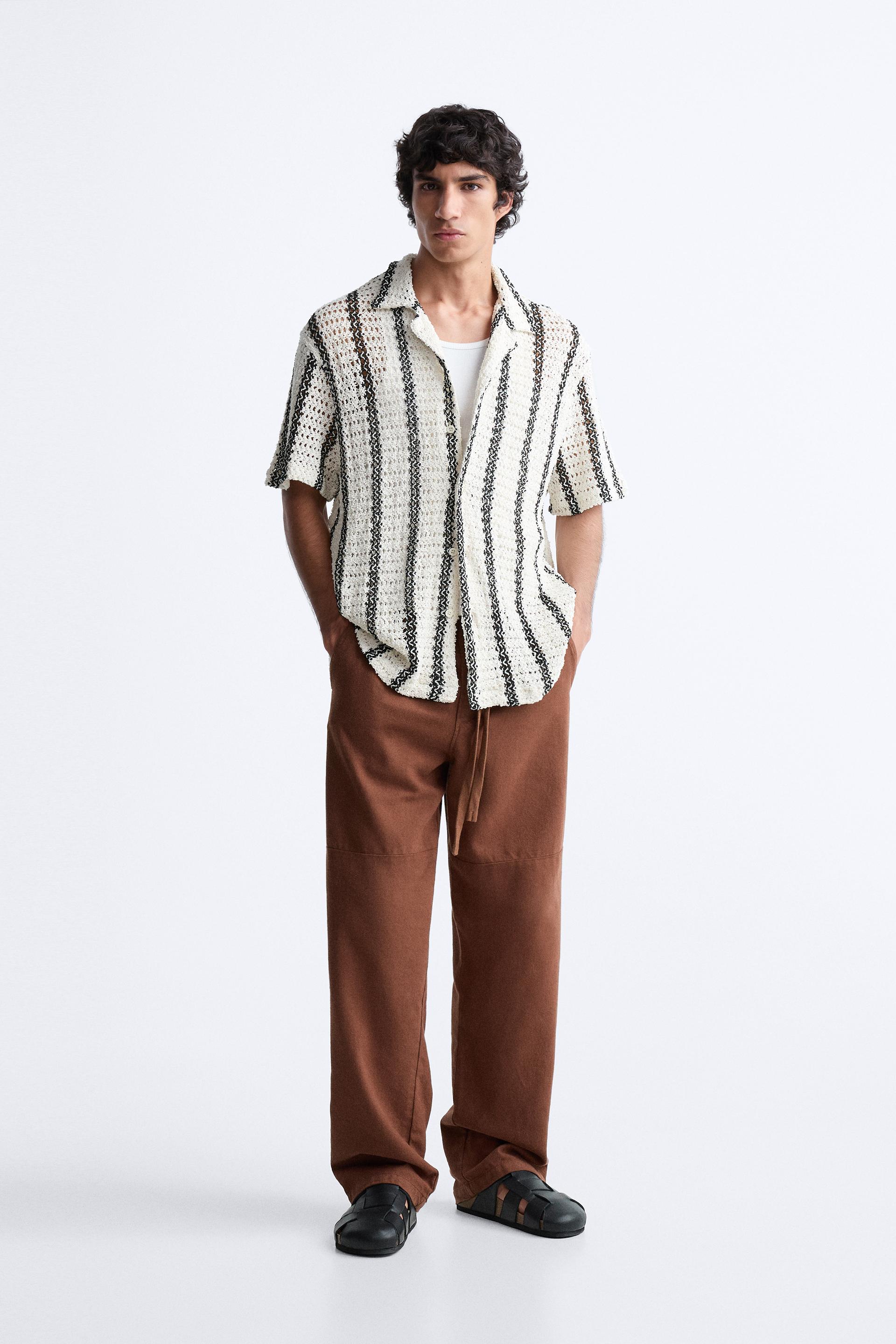 

ПОЛОСКАЯ РУБАШКА, СВЯЗАННАЯ КРЮЧКОМ