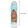 Capybara Cartoon Straw Cup, Cute Insulated Water Bottle with Zipper, Large Capacity, Lightweight & Portable for School, Outdoors