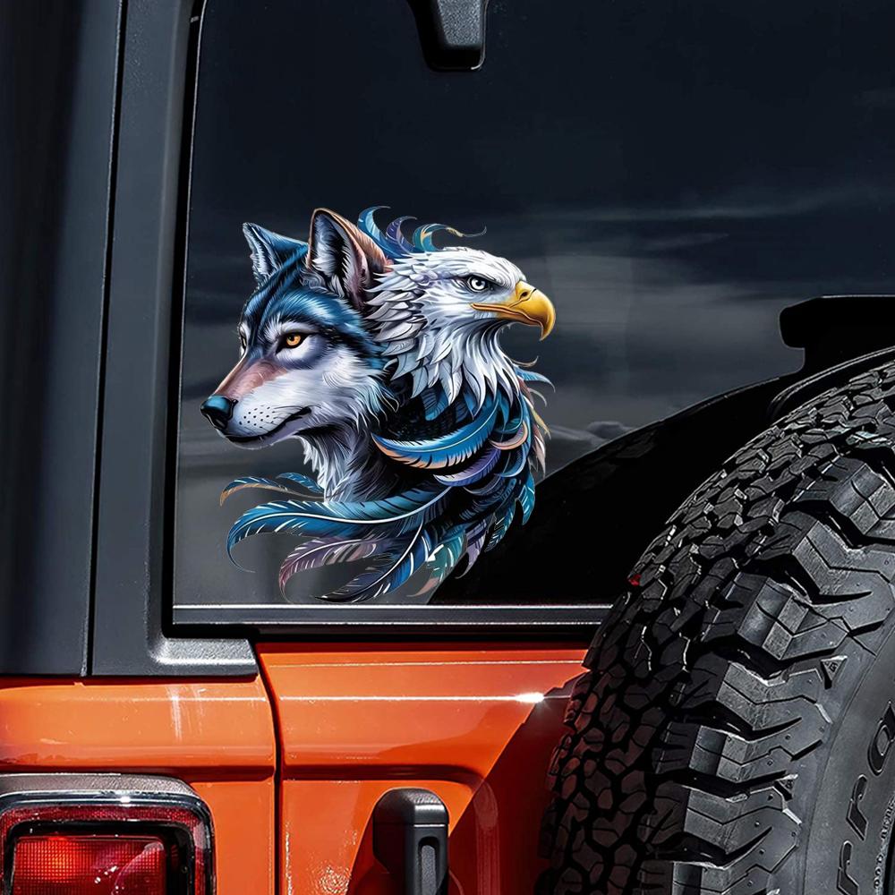 QT2361#15cm Handsome Wolf And Eagle Car Sticker, Suitable for Laptop, Car, Truck, Van, SUV, Motorcycle, Bumper, Window