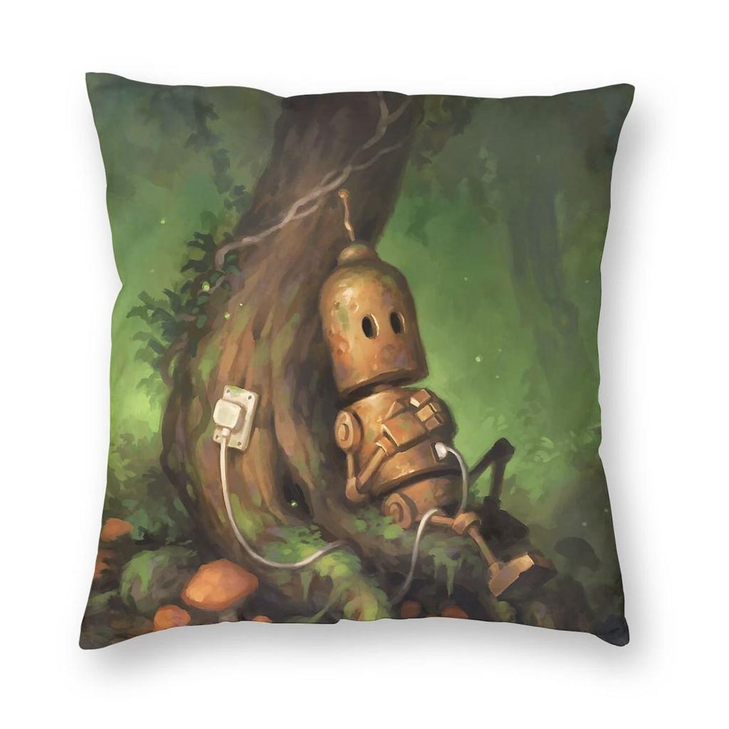 Robot Charging Square Pillowcase Polyester Linen Velvet Pattern Zip Decor Pillow Case Room Cushion Cover