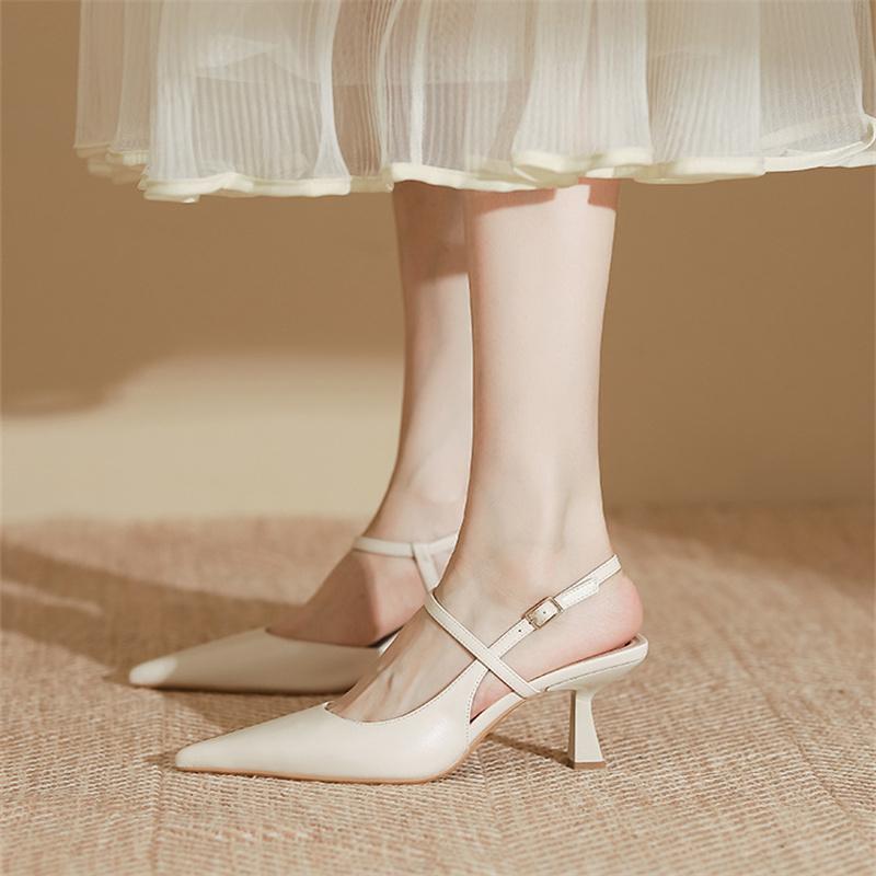 2025 Summer New High Heels, Women's Sexy Hollow Black Pointed High Heel Retro Buckle Skinny Heel Sandals, Women's Shoes