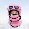 Riding Headgear Thermal Hat with Detachable Scarf Zipper Design Windproof Glasses Skiing Riding Winter Hat