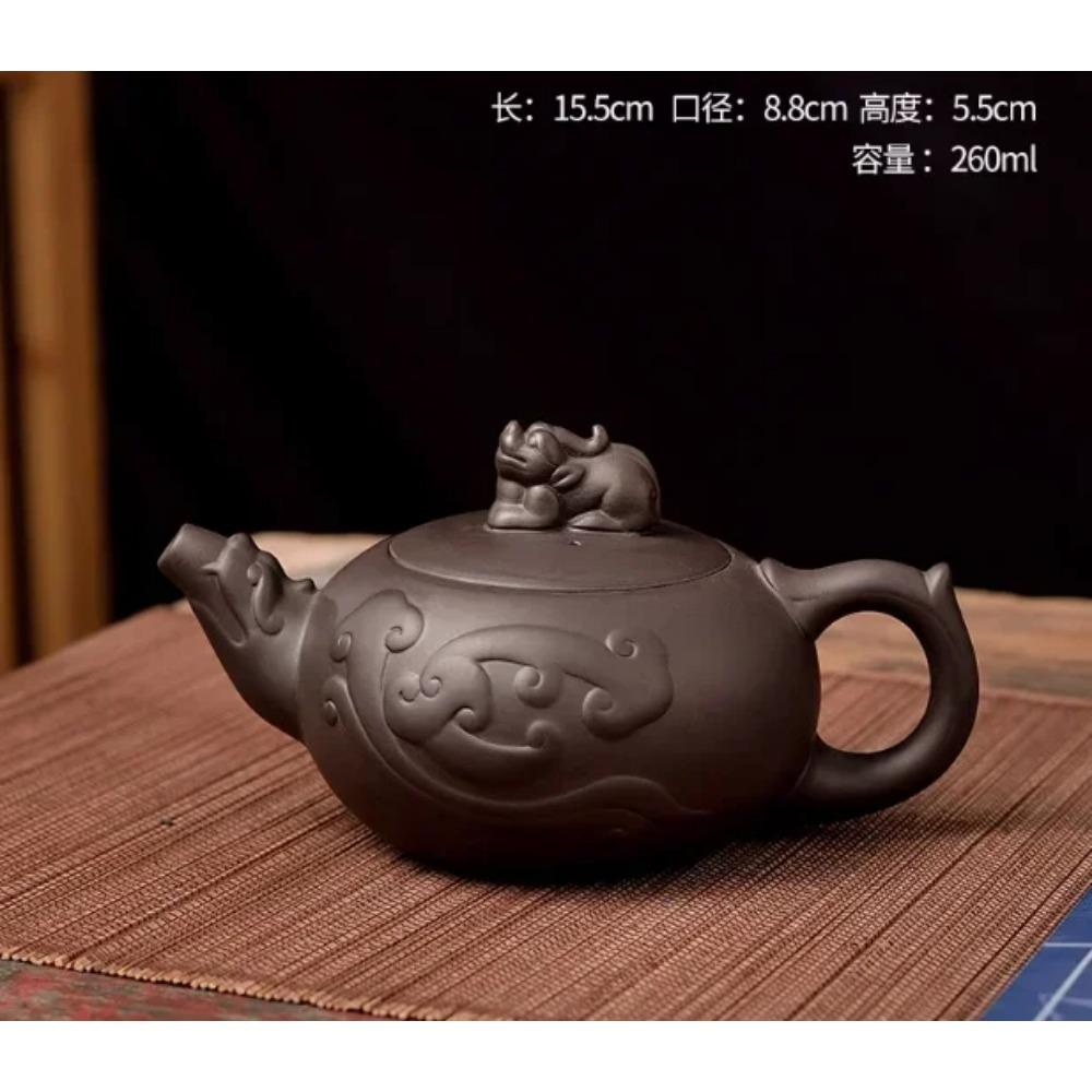 

1 шт. Исинский чайник из фиолетовой глины Зодиак Бык Пиксю Чайник Домашний Набор для чая Кунг-фу Контроль воды Изменение цвета Феникс Поющий чайник