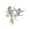 Light Luxury Double Magpie Golden Silk Bird Gold Plated Celebrity Style Brooch Suit Dress Decorative Pin Brooch