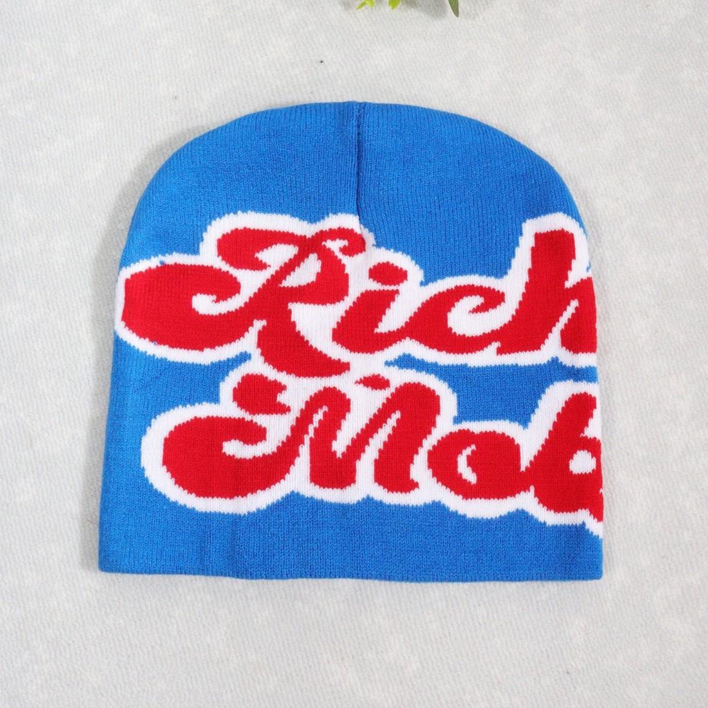Blocked Fashion Color Letter Pattern Neutral Casual Warm Knitted Hat Autumn For