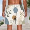 Men Plus Size Abstract Boho Plant Geometric Print Beach Shorts Quick Dry Lightweight Drawstring Casual Swim Trunks For Summer Beach Surfing Holiday