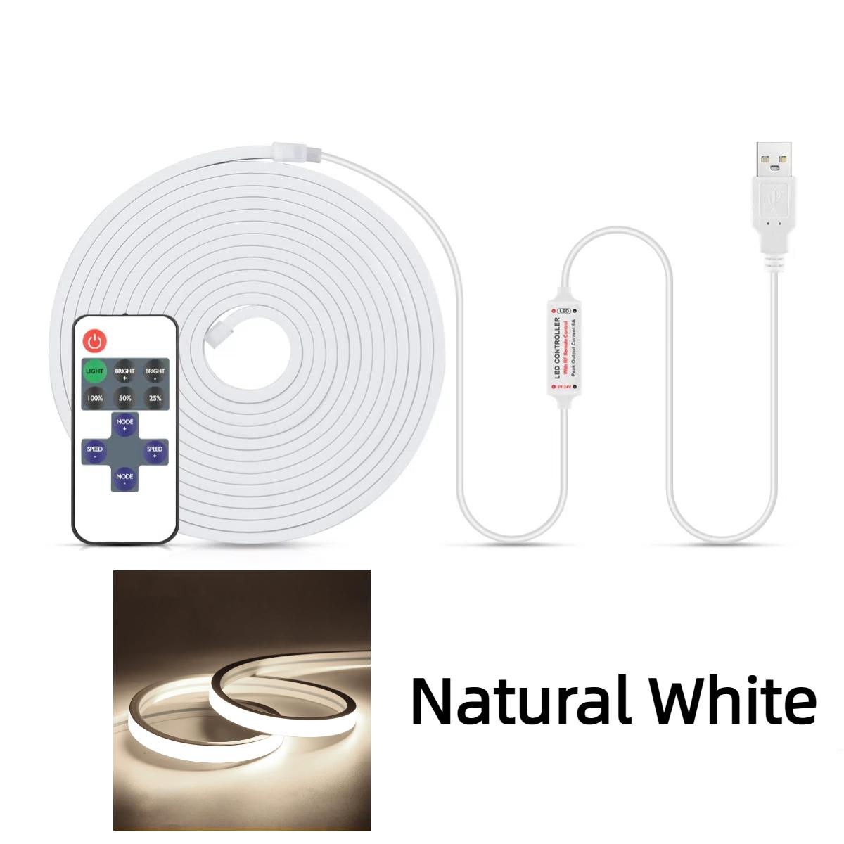 

Сверхяркая 320 светодиодов/м COB неоновая лента USB 5 В с диммируемым пультом управления, водонепроницаемая, гибкая для кухни, спальни, зеркала 1m set