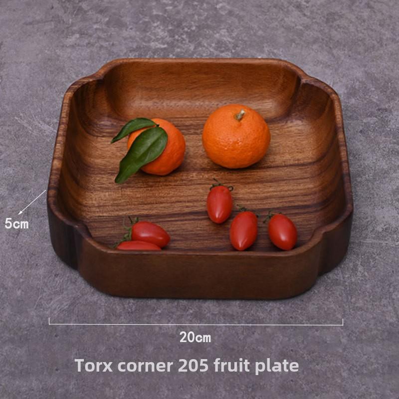 Round Wooden Grid Plate Universal Fruit Gossip Wooden Plate Simple Walnut Plate