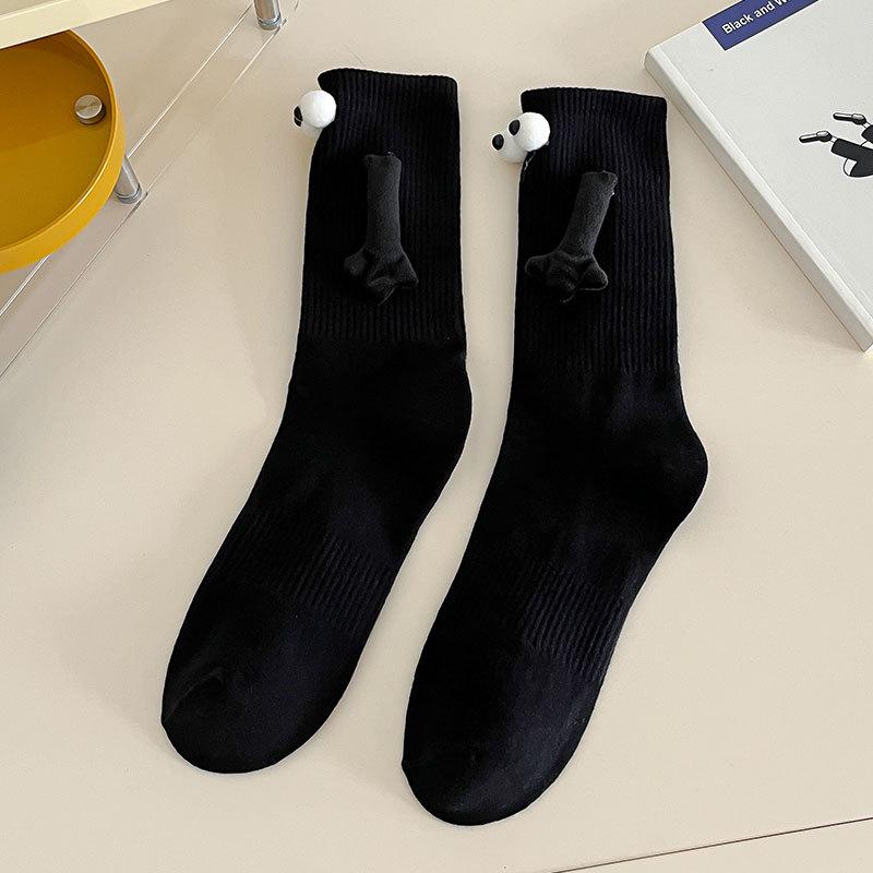 Cute Black and White Mid-Calf Magnetic Couple Socks