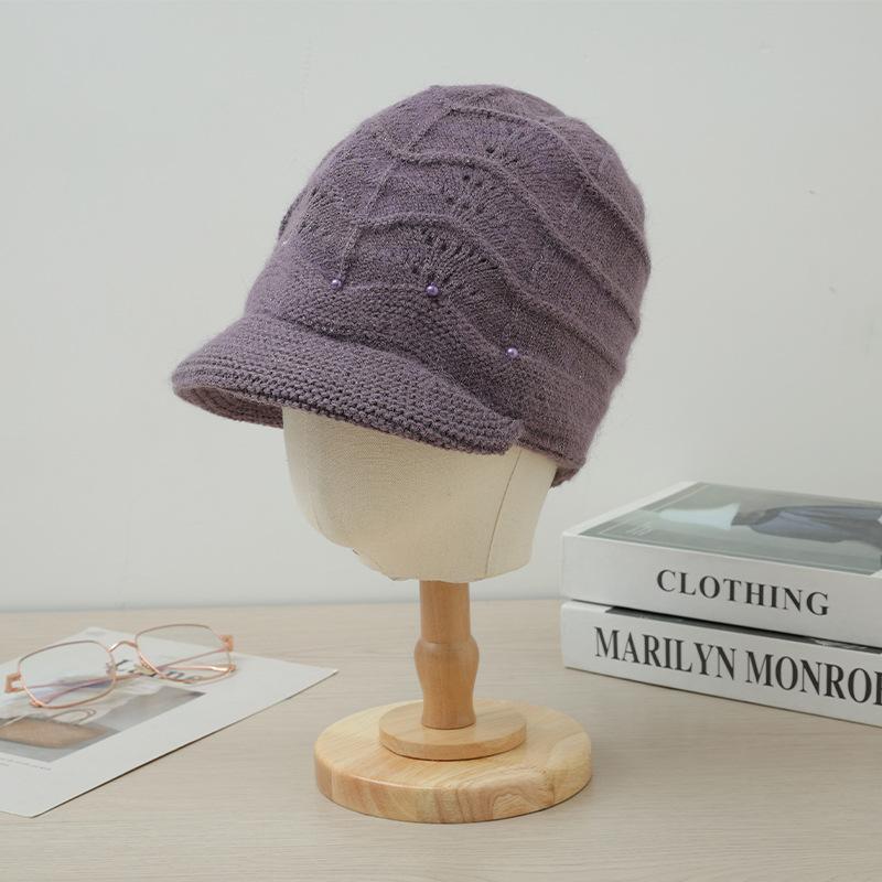 

Winter hat women s big head circumference solid color versatile knitted hat ear protection warm wool hat fashion head hat average size