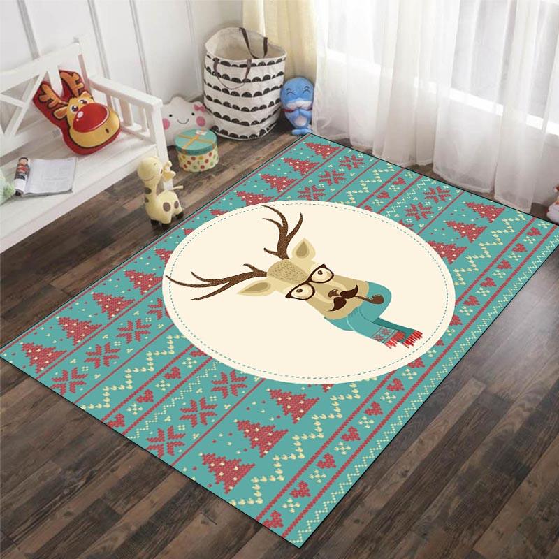 Santa Claus Reindeer Snowman Christmas Decoration Carpet Living Room Bedroom Carpet Entrance Porch Door Mat Home Decoration