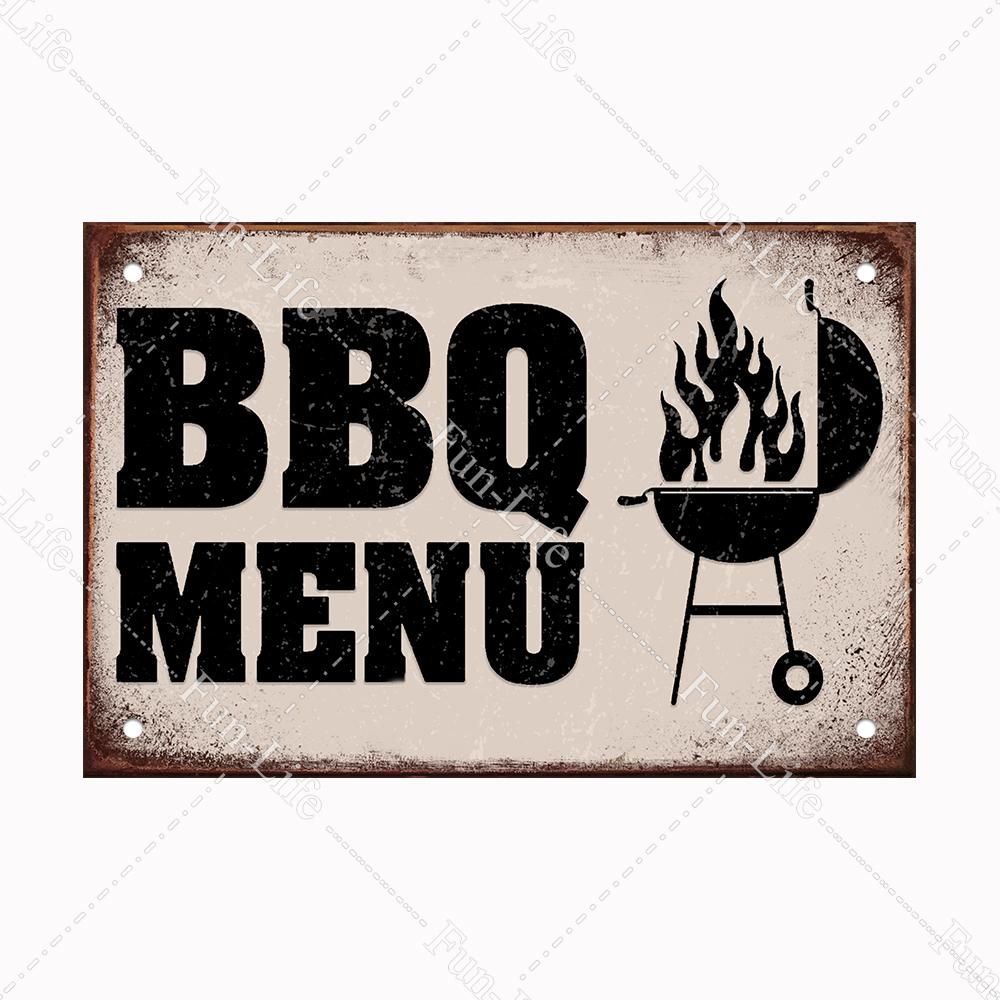 BBQ Warning Metal Tin Sign Oven Vintage Wall Decor Plaque Painting Barbecue Shop Restaurant Craft Pub Home Decor 20x30cm