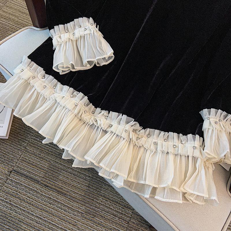 Höst 2025 Plus Size Spetslappverk Volangdetalj Pullover