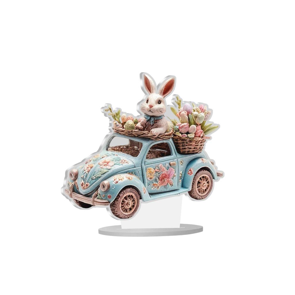 2D Flat Acrylic Easter Egg Bunny Scene Ornament For Festive Decoration