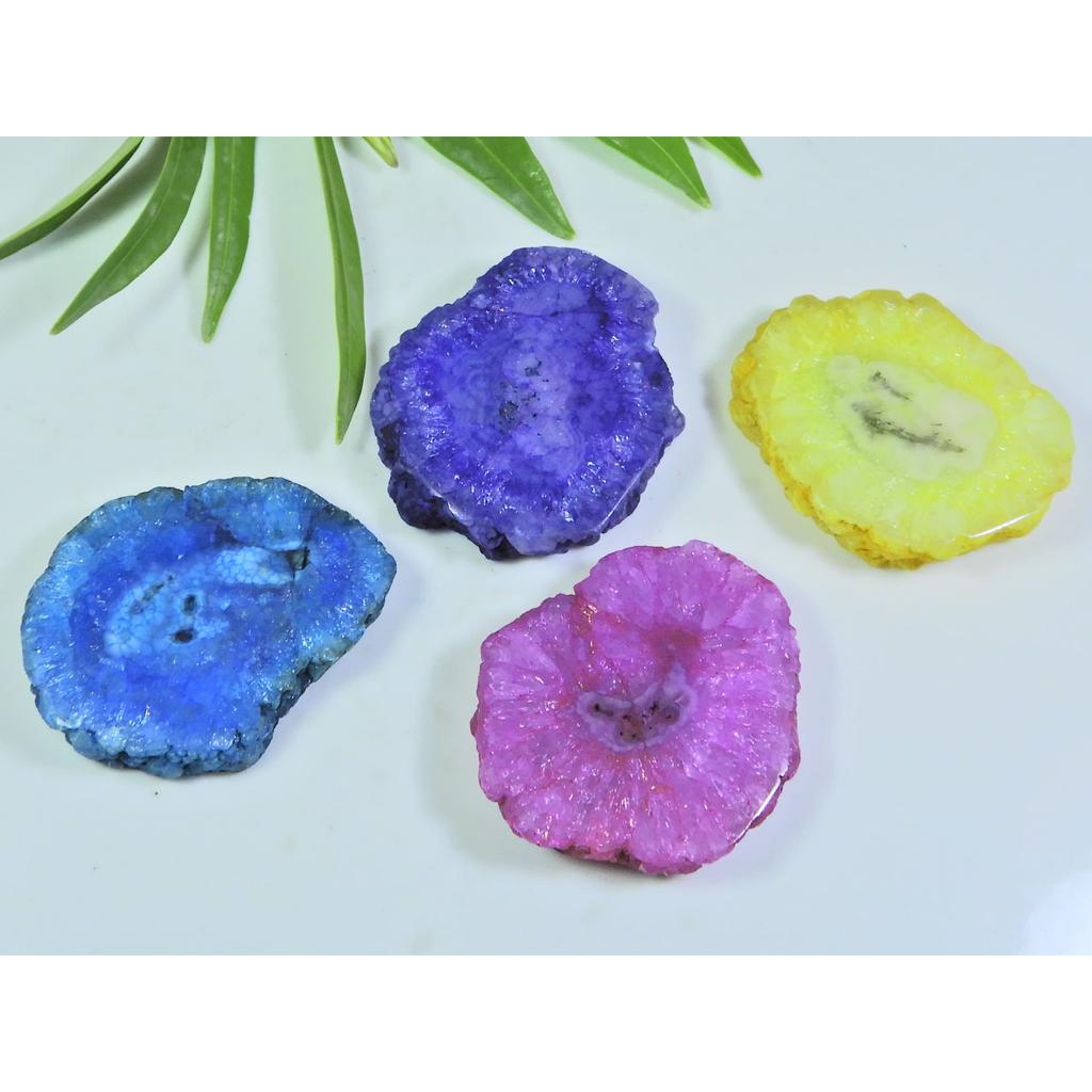 275Cts. Dyed Solar Durzy Agate 4Pcs Crystal Loose Gemstone Lot 27X35-32X35MM A-225