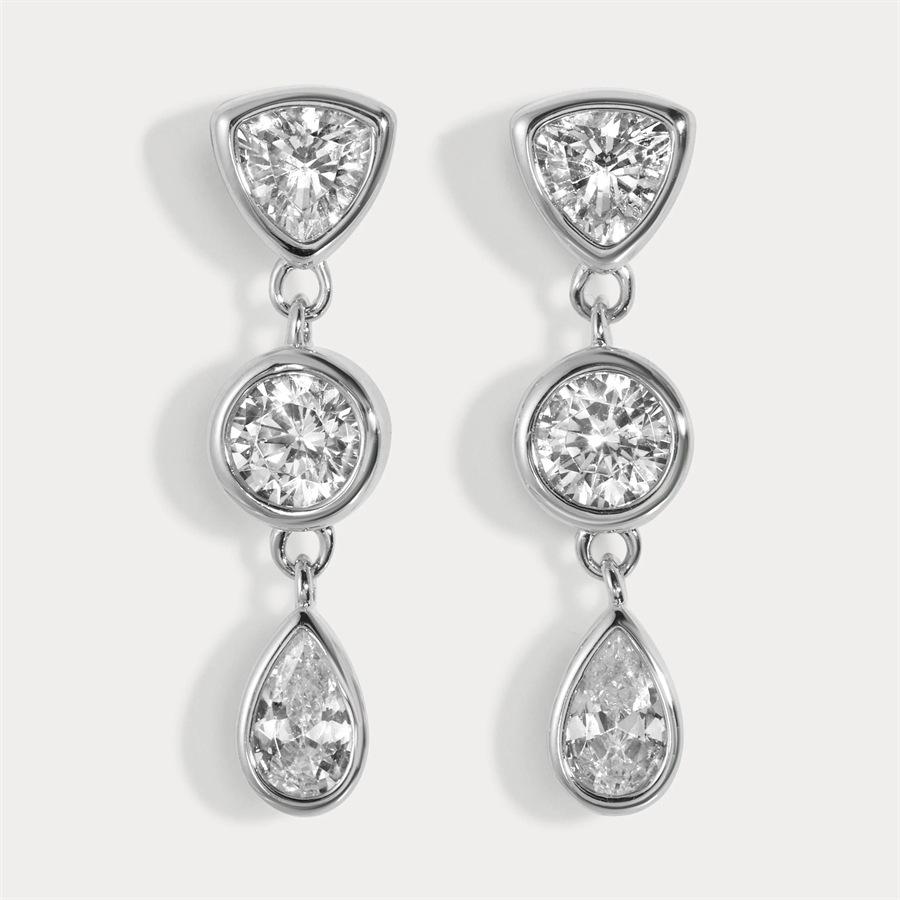 Personalized Geometric Water Drop-Shaped Inlaid Zircon Stud Earrings, Niche Light Luxury Fashion Copper-Plated 18K Gold Earrings.