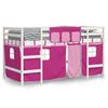 VidaXL Lit Mezzanine Enfants et Rideaux, Lit Surélevé pour Enfants avec Échelle, Meuble de Rangement Chambre, Moderne, Rose 3206969